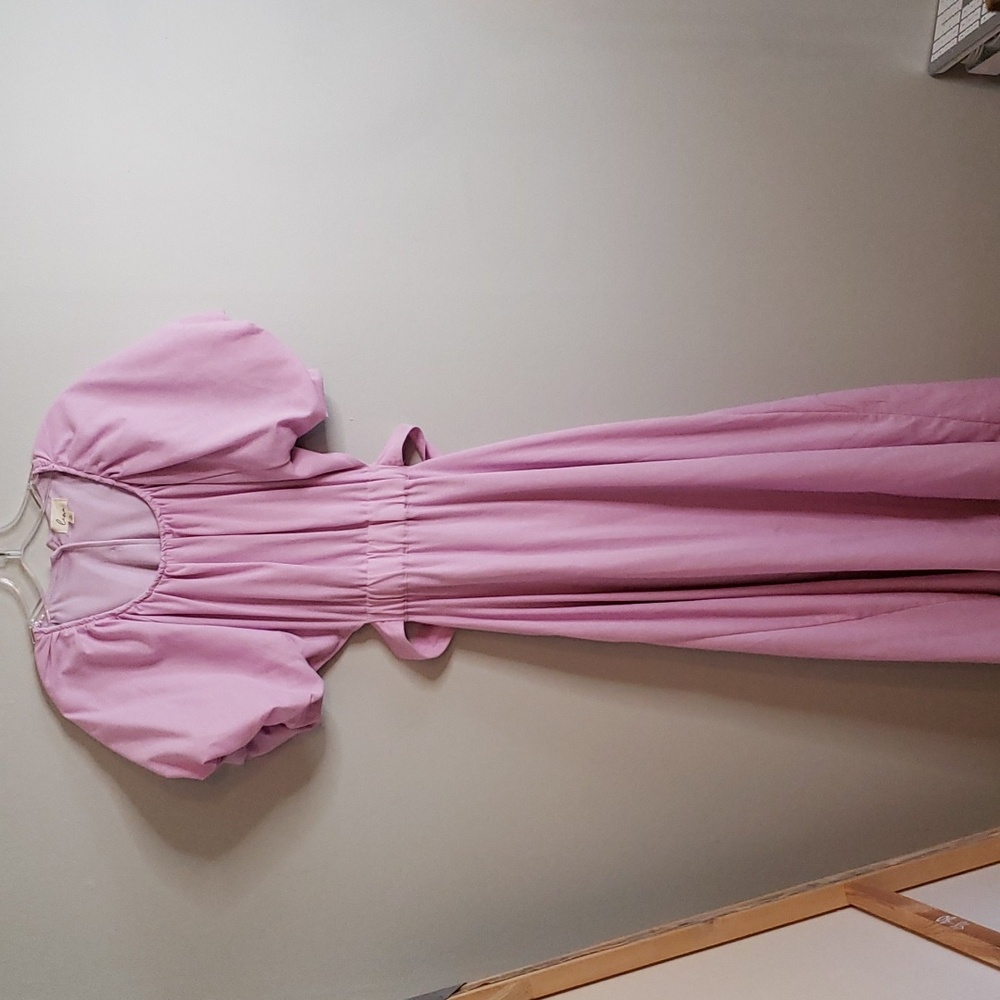 Lena open mid back pink ladies dress